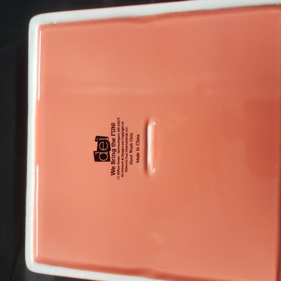 Dennis East International NWT Deep Coral Napkin Holder With Floral Weight - Picture 5 of 5